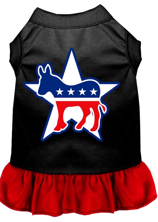 Democrat Screen Print Dress Black with Red Lg